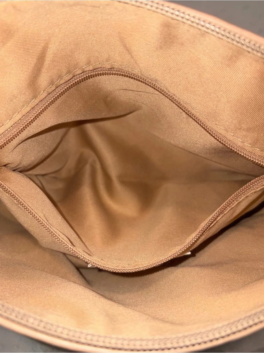 Anthropologie Taupe Faux Leather Travel Cosmetic Toiletries Bag Case